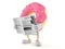 Donut character reading newspaper