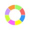 Donut chart. Colorful round diagram segmented in 8 sectors. Infographic wheel icon. Circle shape cut in eight equal