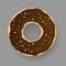 Donut with chocolate glaze on grey background.