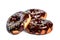 Donut in chocolate glaze with sprinkles isolated on white background