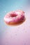 Donut Closeup Flying Levitation in the Air. Generative ai