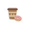 Donut and Coffee is comfort food. Junk food. Vector illustration
