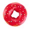 Donut with colored glaze, isolated on white background.