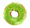 Donut with colored glaze, isolated on white background.