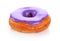 Donut with colored glaze, on white background.