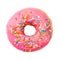 Donut with colorful sprinkles. Top view.