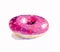 Donut covered with pink glaze. Watercolor pucture.