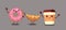 Donut, croissant and coffee characters icon