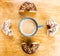 Donut cronut on a wodden table