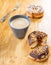 Donut cronut on a wodden table