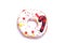 donut decorated for Christmas on white background
