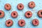 Donut donuts sprinkles on doughnuts pink bright sugar strands background