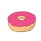 Donut doodle icon. Sweet vector print. Cartoon sticker in trendy style.