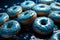 Donut dreamscape a blue patterned background evokes the charm of delectable treats