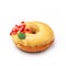 Donut glazed with honey and pomegranate. View from a forty-five degree angle. Isolated image
