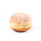 Donut glazed with honey, top view over white background, isolated
