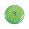 Donut with green glaze and yellow sprinkles isolated