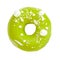 Donut with green glossy mirror glaze isolated on white