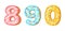 Donut icing numbers digits - 8, 9, 0. Font of donuts. Bakery sweet alphabet. Donut alphabet latters A b C isolated on