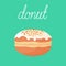 Donut with icing and zest topping. Vector hand drawn illustration.
