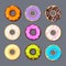 Donut icon big set isolate