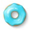Donut isolated on a white background. Cute, colorful and glossy donuts with blue turquoise glaze and powder. Simple modern design