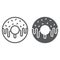 Donut line and glyph icon, sweet and tasty