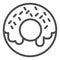 Donut line icon. Doughnut, small sweet fried cake with cream symbol, outline style pictogram on white background. Bakery