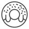 Donut line icon. Doughnut symbol illustration isolated on white. Appetizing tasty donut with glaze outline style design