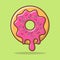 Donut melted illustration with outline Premium Vector. sweet donut melted vector illustration.