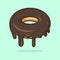 Donut melted illustration with outline Premium Vector. sweet donut melted vector illustration.