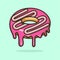 Donut melted illustration with outline Premium Vector. sweet donut melted vector illustration.