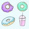 Donut and milkshake vector illustration