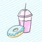 Donut and milkshake vector illustration