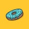 Donut with mint icing. Vector illustration.