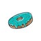 Donut with mint icing. Vector illustration.