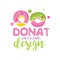 Donut original logo design, emblem for confectionery, restaurant, bar, cafe, menu, sweet shop vector Illustration on a