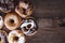 Donut Over Rustic Barn Wood Background