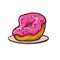 Donut in pink frosting with sprinkles on a plate