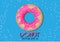 Donut pink glaze on blue vector.