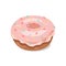 Donut with pink icing and colored sugar. Vector clipart