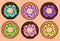 Donut retro style clip art