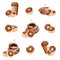 Donut set. Donuts collection icons and elements. Vector