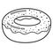 Donut, sweet icon. Line art. White background. Social media icon. Business concept. Sign, symbol, web element. Tattoo template.