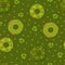 Donut themed pattern on dark green background with clover and shamrocks for St Patricks Day