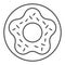 Donut thin line icon. Small sweet fried cake with cream symbol, outline style pictogram on white background. Bakery shop