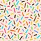 Donut vanilla glaze, creamy cupcake icing seamless pattern