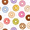 donut vector set, tasty sweets illustration seamless background