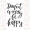 Donut worry be happy, decorative sprinkles, handwritten lettering