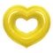 Donut yellow heart shape with red glaze front view isolated on white background with clipping path. Donut Valentines day.
